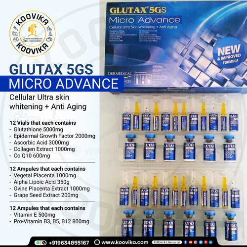 Glutax 5GS Micro Advance Ultra Skin Whitening Injection 12 vials