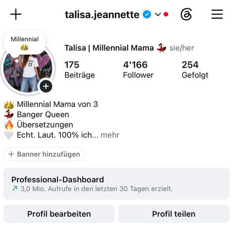 Instagram-Profil von Talisa Jeannette für Social Media Coaching.