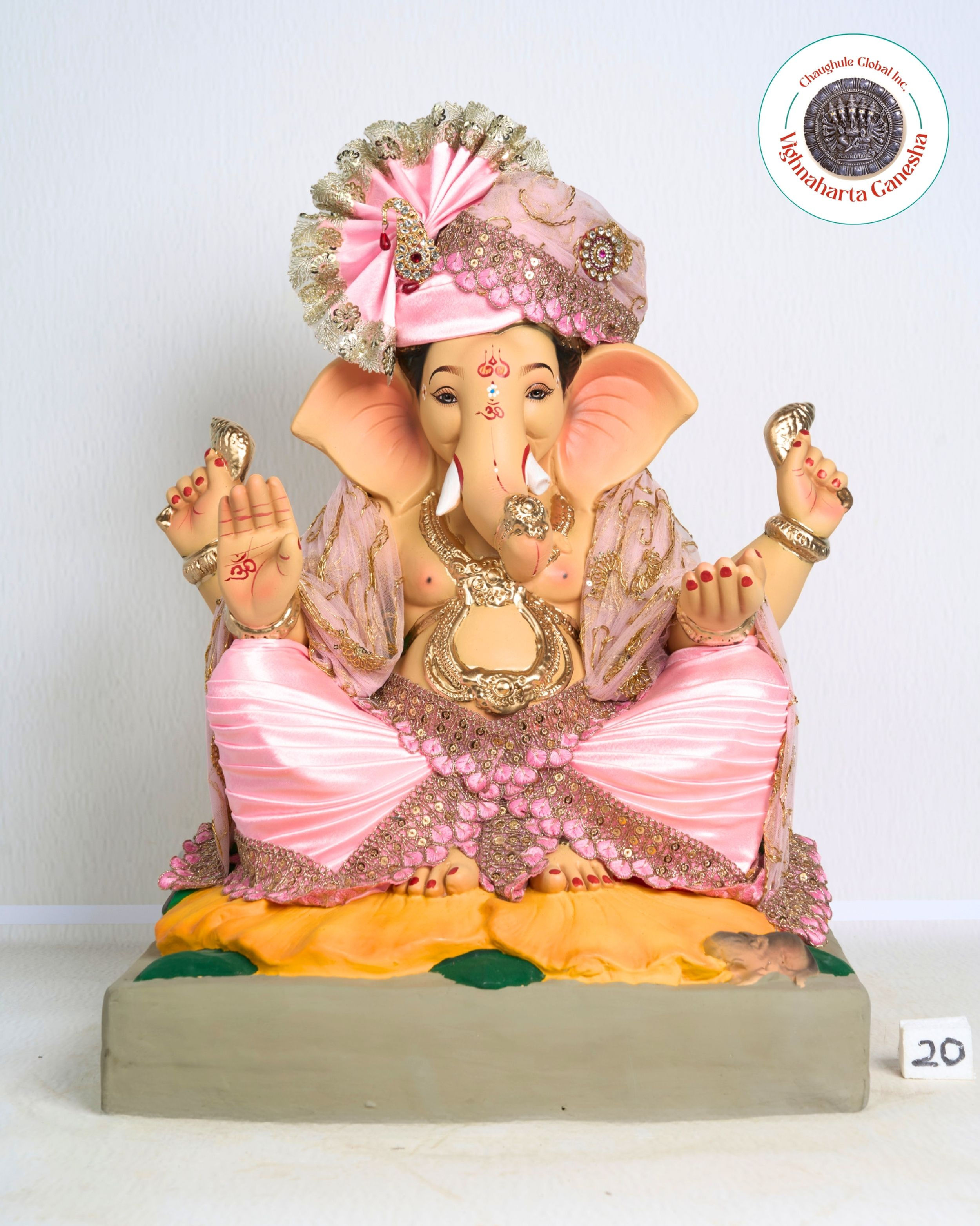 20" Vighnaharta Ganesha (VGUK 20552) | Clay Ganesha