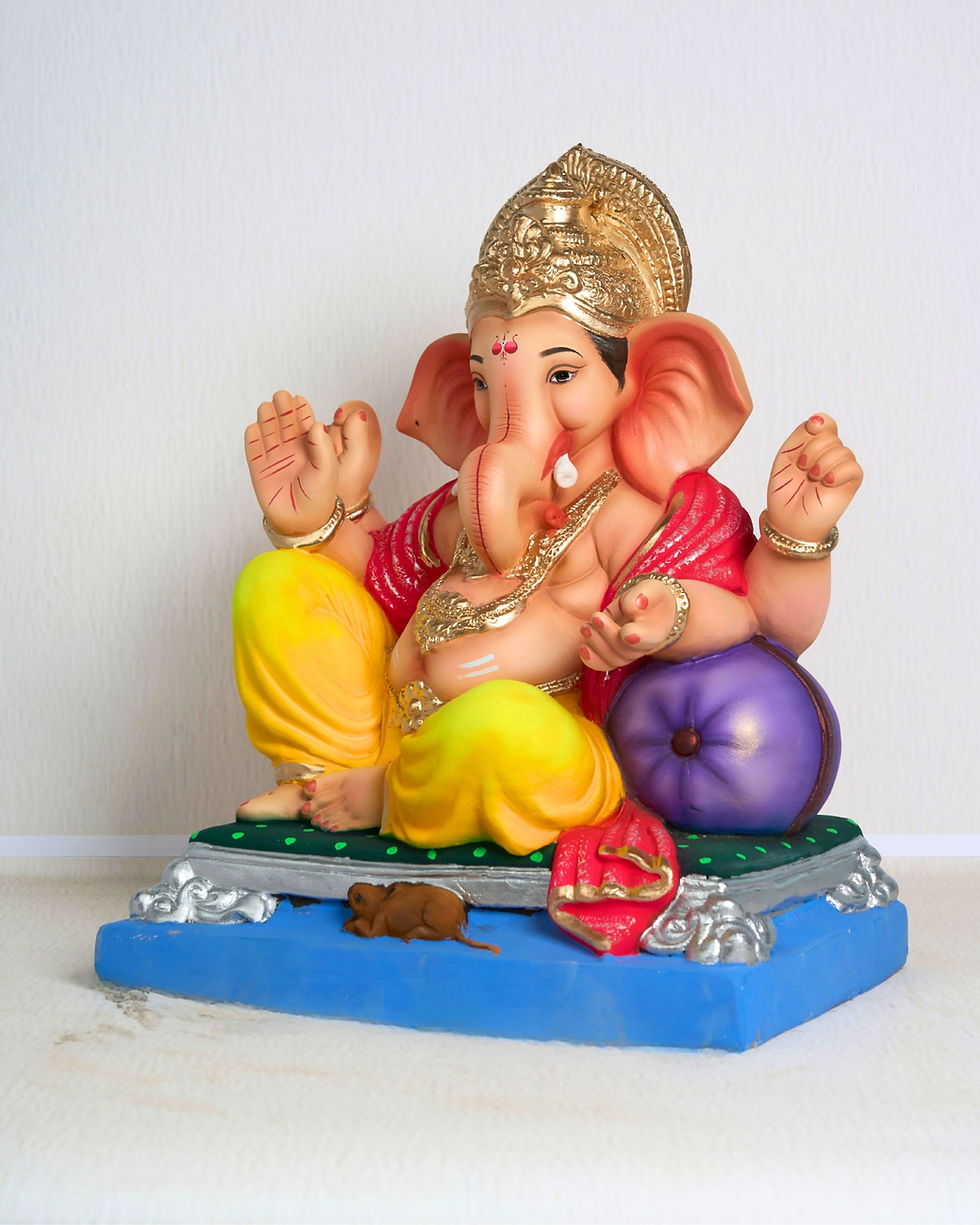 Thumbnail: 18" Vighnaharta Ganesha (VGUK 18597) | Clay Ganesha
