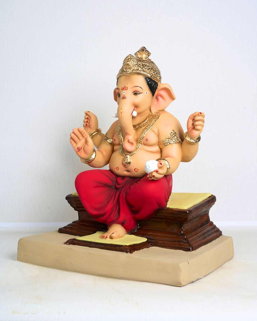 Thumbnail: 21" Vighnaharta Ganesha (VGUK 21579) | Clay Ganesha