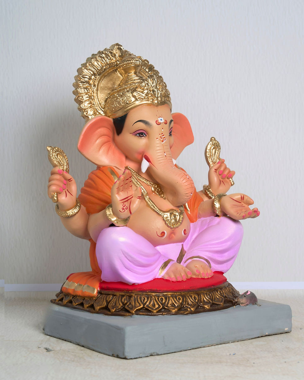 Thumbnail: 18" Vighnaharta Ganesha (VGUK 18484) | Clay Ganesha