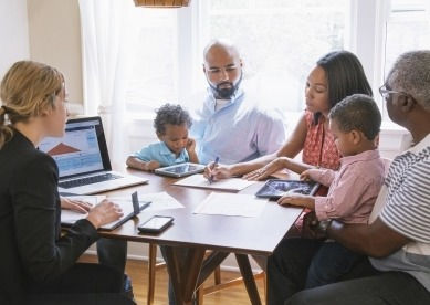 Family meeting with advisor to discuss services