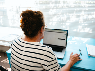 Woman working on laptop