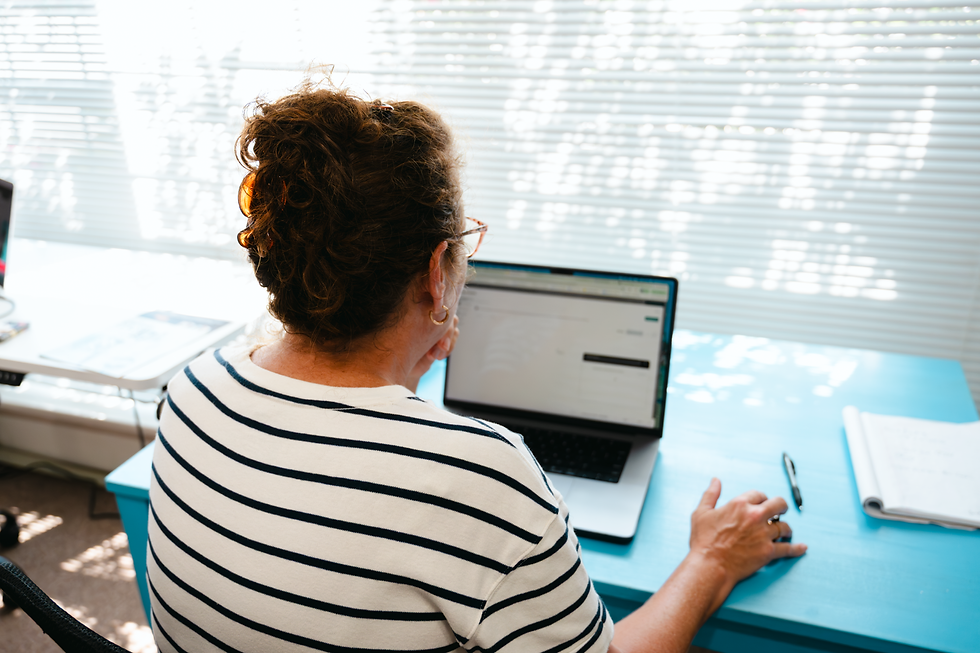 Woman working on laptop