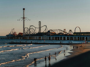 Galveston pleasure pier and beach