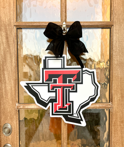 Texas Tech door hanger (white shape of Texas) Yardfetti