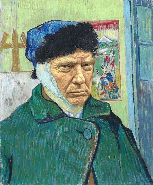 This pic was sent to me by my cousin Doug in Mississauga, Ontario. It’s not terribly political, unless you wish to consider it a commentary on Donald Trump’s tone-deafness. However I do believe even Vincent van Gogh would approve.