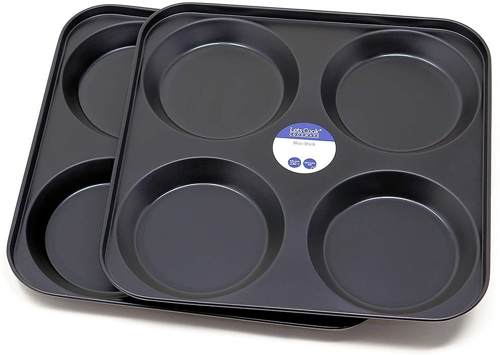 4 Cup Large Yorkshire Pudding Oven Trays, Set of 2, Non Stick, British Made