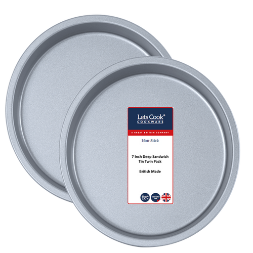 Set of Two Inch Deep Sandwich Tins, 18cm, British Made, Non - Main Image