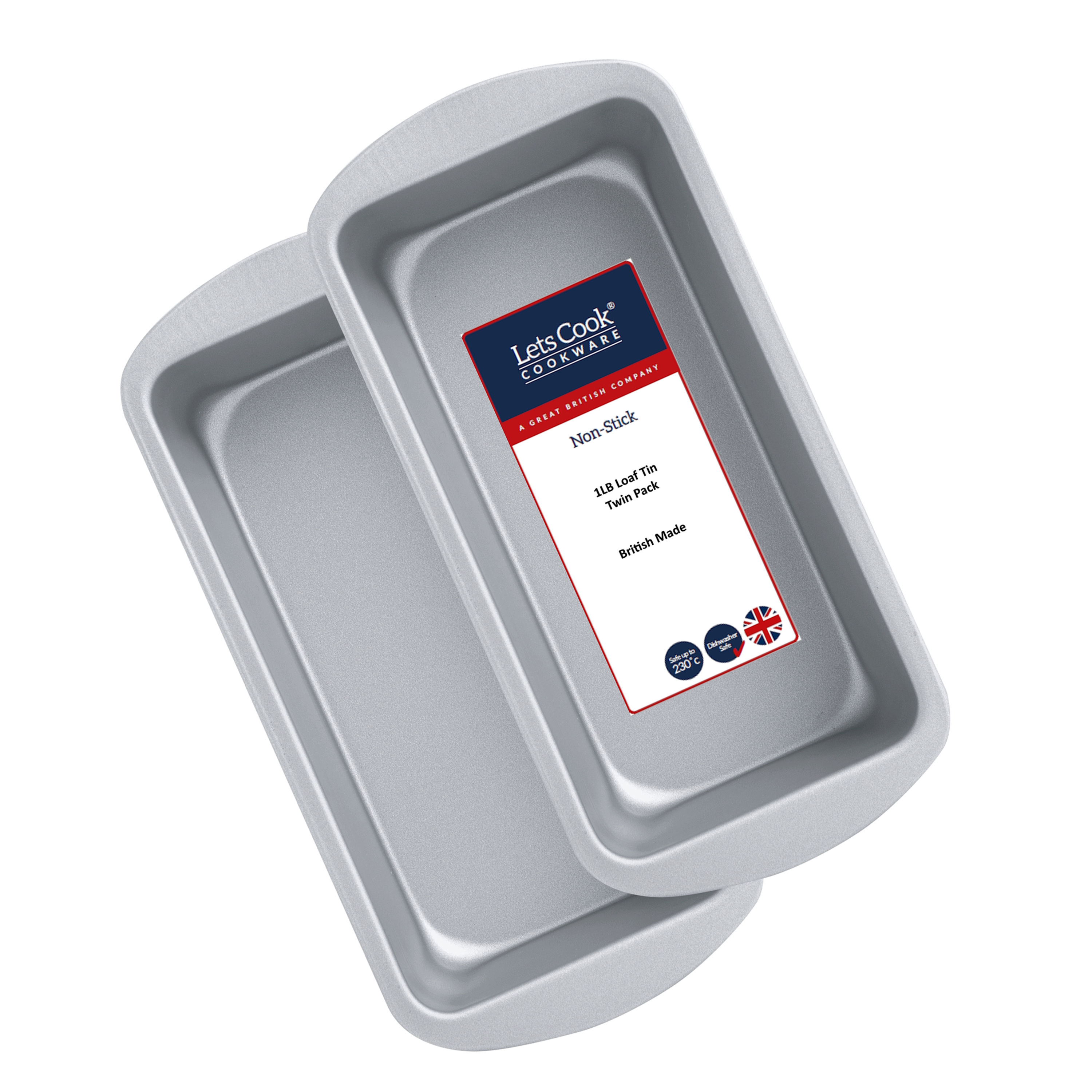 1LB Loaf Pan Twin Pack, 450g, British Made with PFOA & BPA Free Non Stick