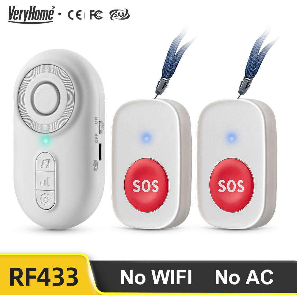 Wireless Elderly SOS Emergency Call Button with Vibration, Portable Personal Ala