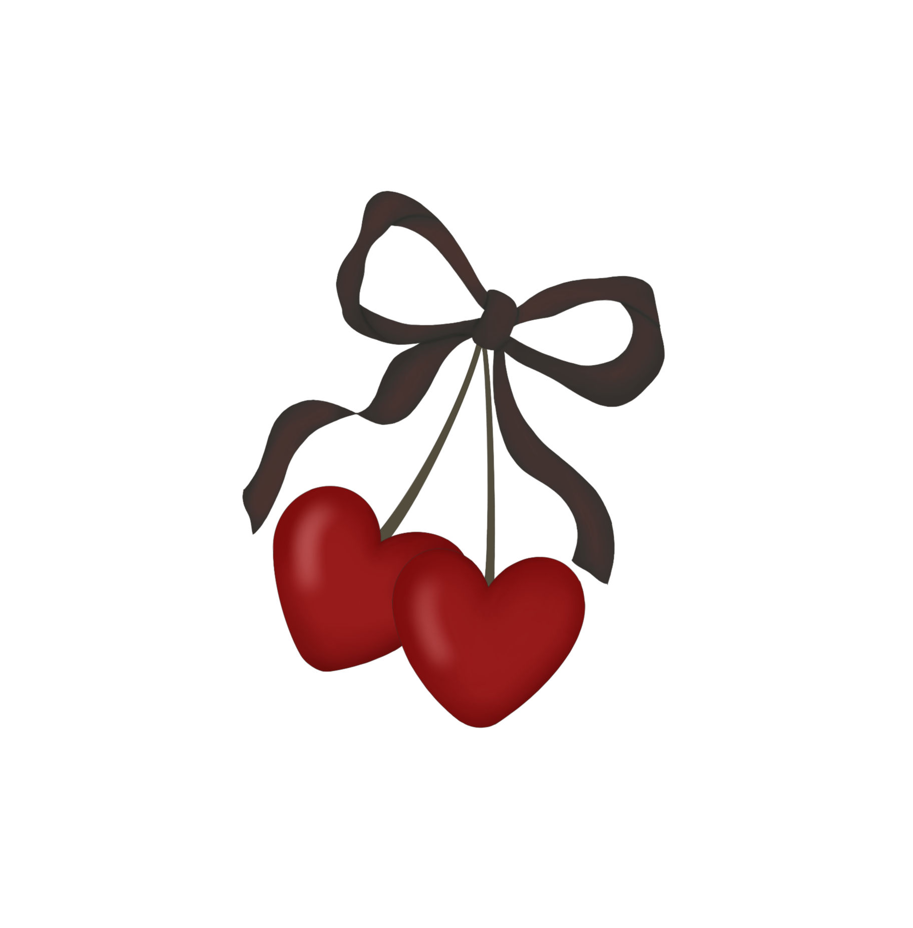 STL Bow Cherry Hearts-4"