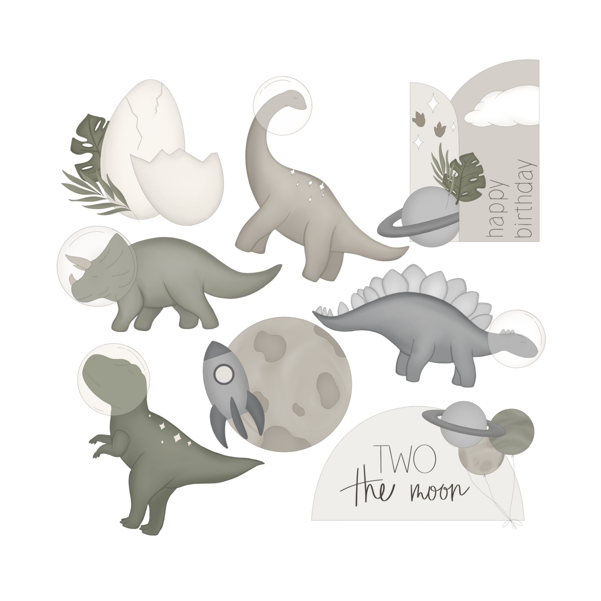 Space Dinosaur Set Clipart