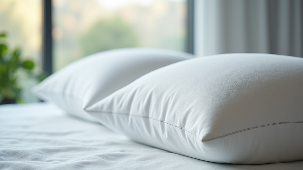 Close-up view of ergonomic memory foam pillow with contour shape