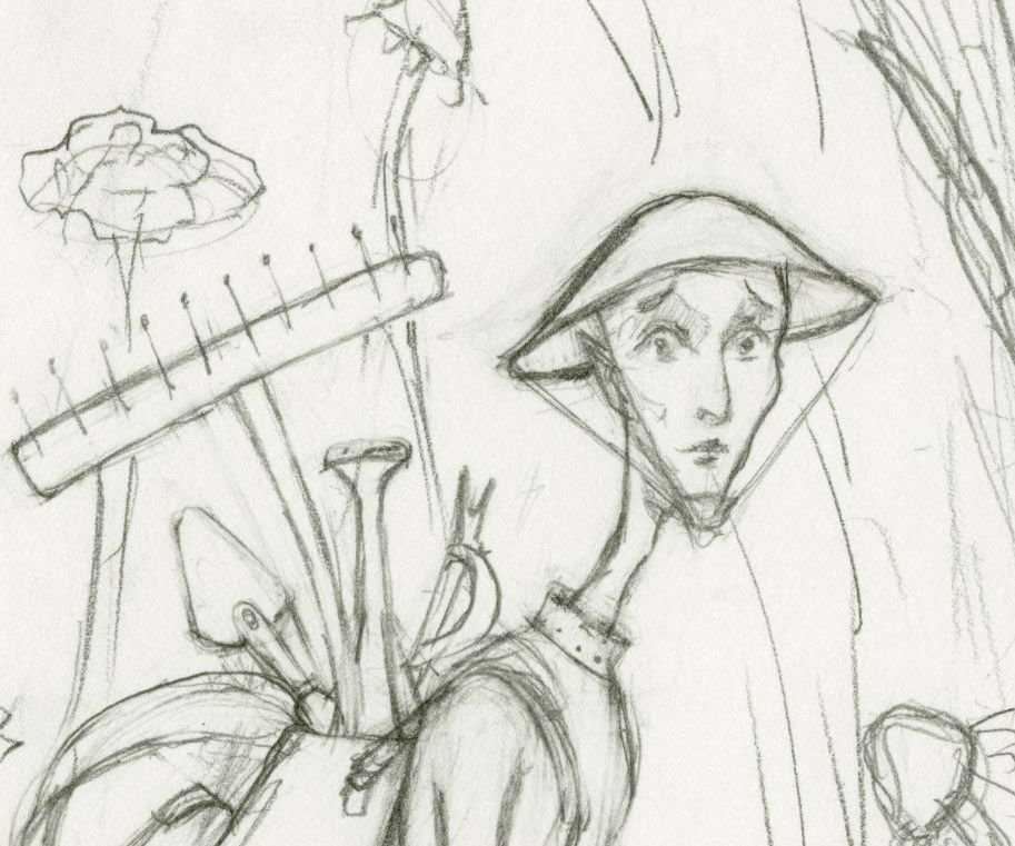 Thumbnail: "In the Weeds" Original Drawing by Samantha Long