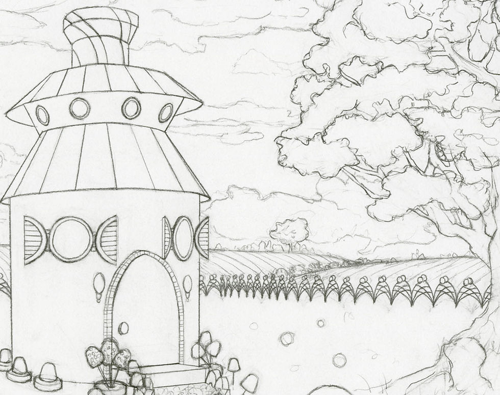 Thumbnail: "Peppermint Cottage" Original Drawing by Samantha Long