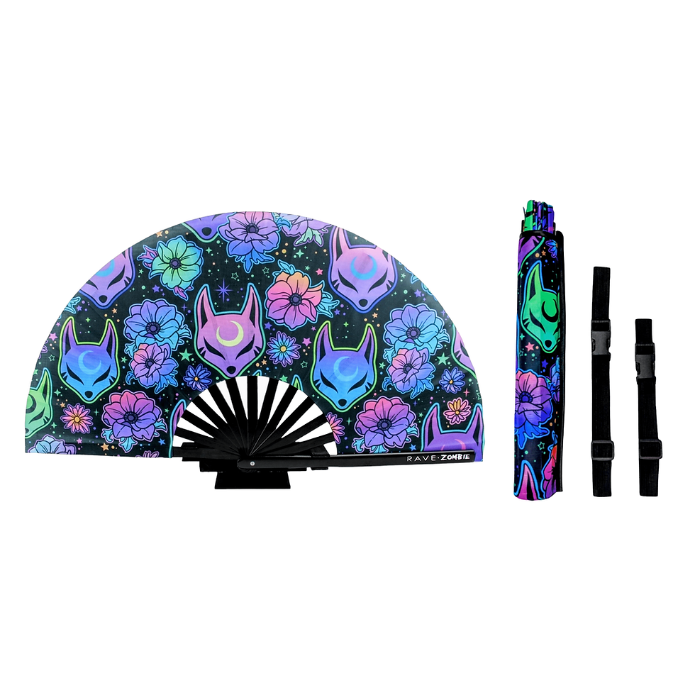 Thumbnail: Kitsune Flower UV-Reactive Hand Fan