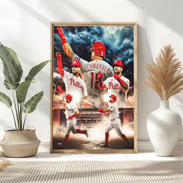 Thumbnail: Phillies Schwarber player print & framed - wall art