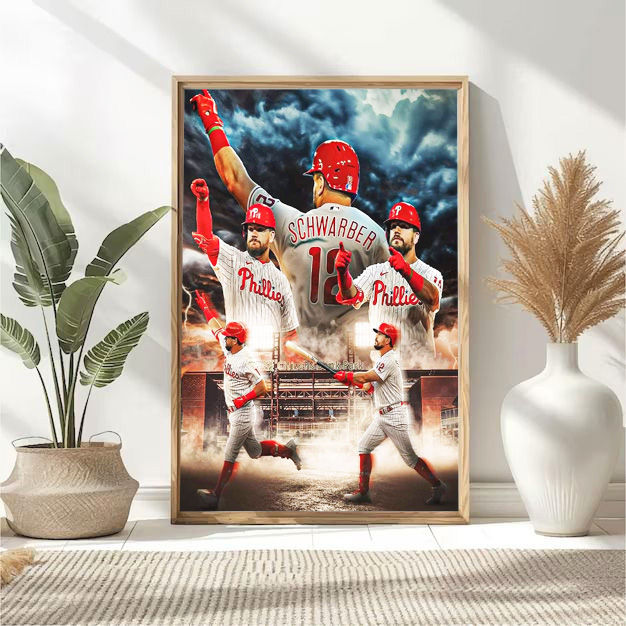 थंबनेल: Phillies Schwarber player print & framed - wall art