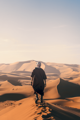 Person standing in the Sahara Dunes