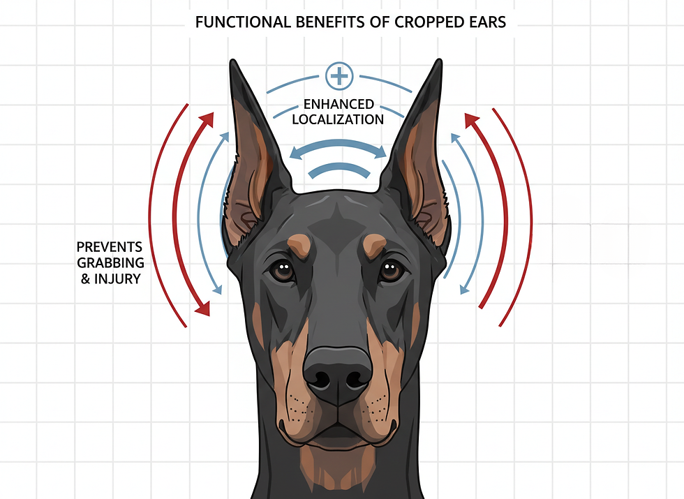 Functional benefits of ear cropping in Dobermans
