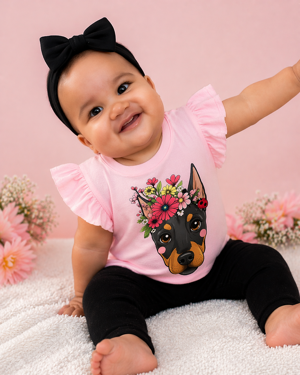 Thumbnail: Floral Doberman Ruffle Tee – Toddler