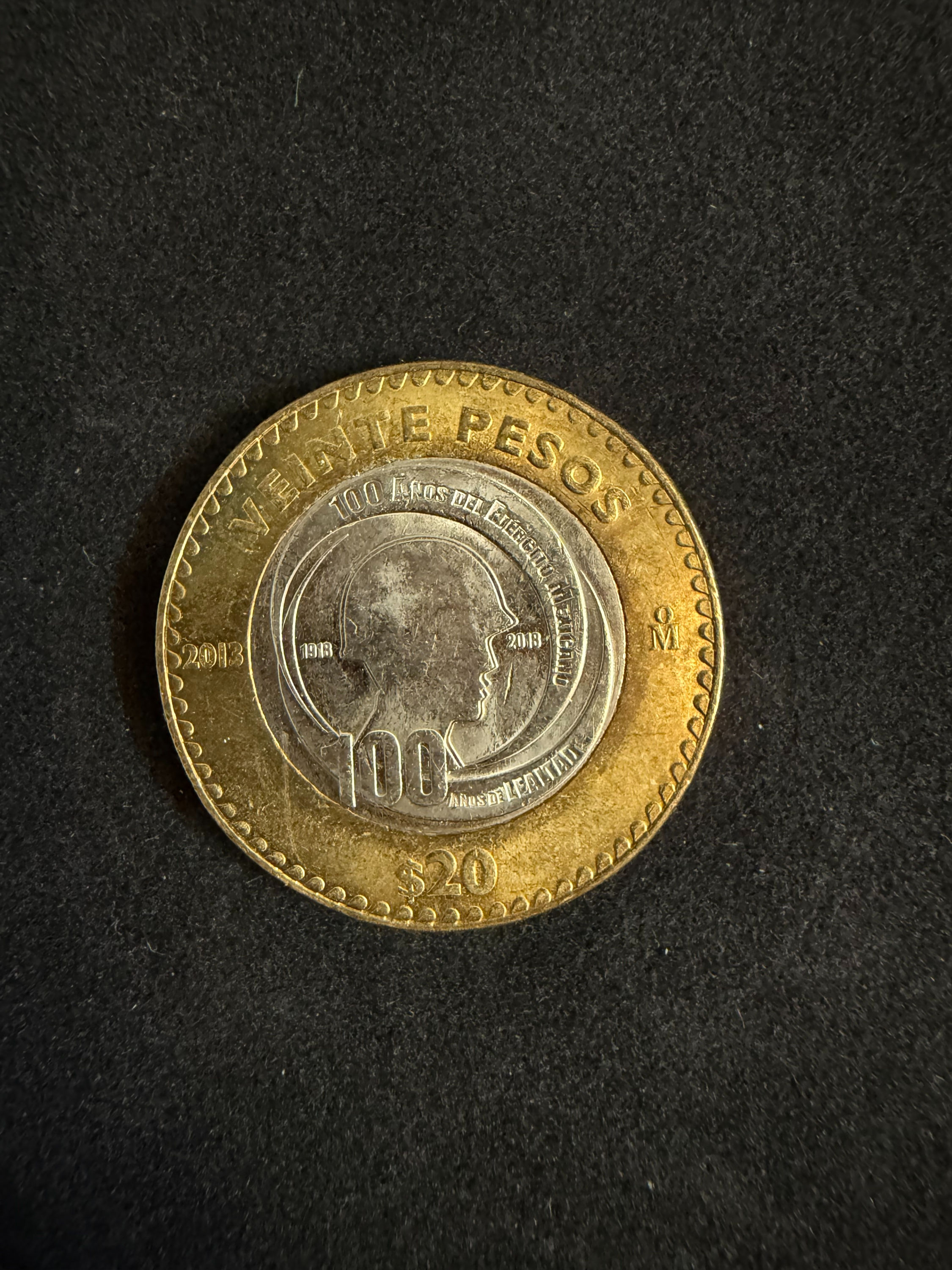 moneda 20 pesos de 100 Años del Ejercito Mexicano
