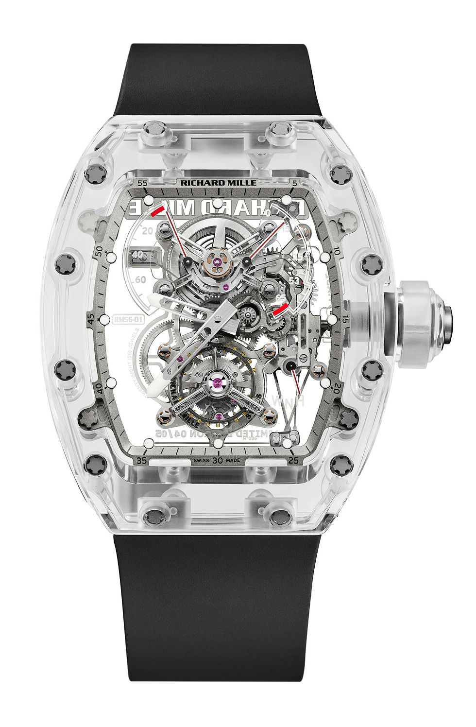 The RM 56-01, made of pure sapphire, was the brand’s first full-sapphire case. With only five pieces produced, it’s beyond rare. Each case took over 1,000 hours to machine and polish. It also used sapphire bridges and baseplates — a nearly impossible task. It sells for ₹21.14 Crores to ₹25.37 Crores, easily ranking among the most expensive Richard Mille watches. Few Richard Mille watches ever built compare to its technical ambition.


