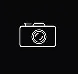 simple camera logo on a black background