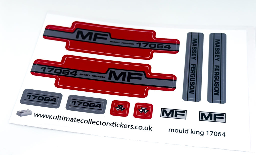 Sticker Sheet for Mould King 17064 - Massey Ferguson Agricultural Tractor