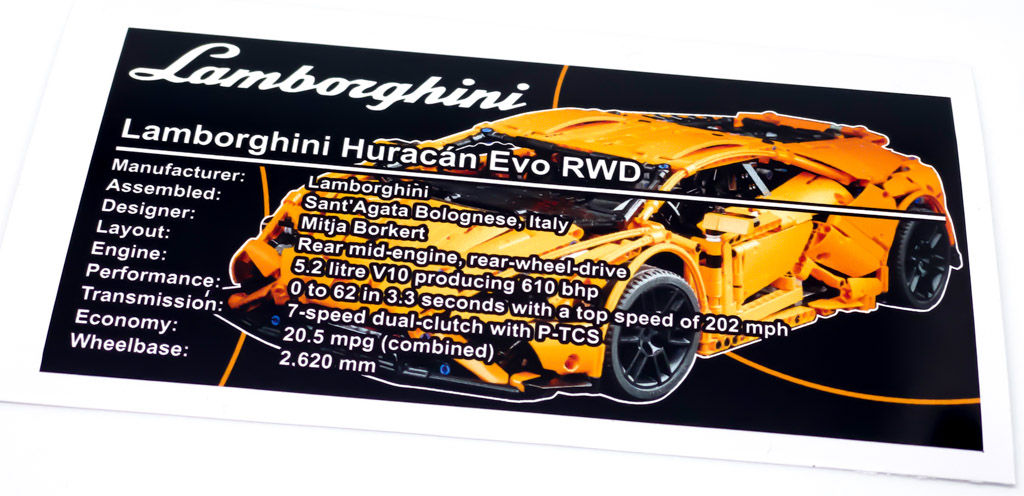 Lego Technic UCS Sticker for Lamborghini Huracàn Evo RWD (MOC-44637)
