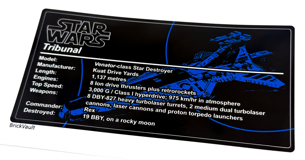 UCS Sticker for Venator-class Star Destroyer - Tribunal (BrickVault)