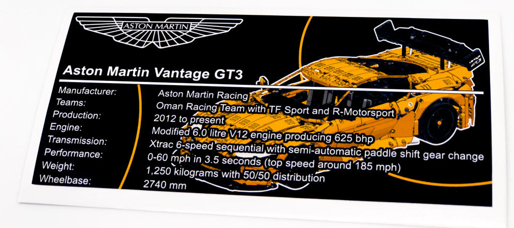 Lego Technic MOC Sticker for Aston Martin Vantage GT3 (MOC-8780)