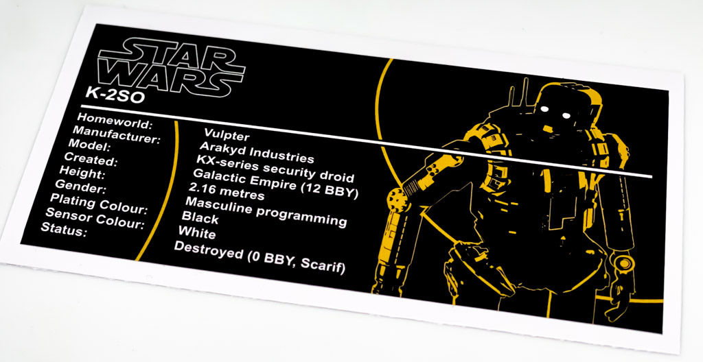 Lego Star Wars UCS / MOC Sticker for K-2SO (SB00401)