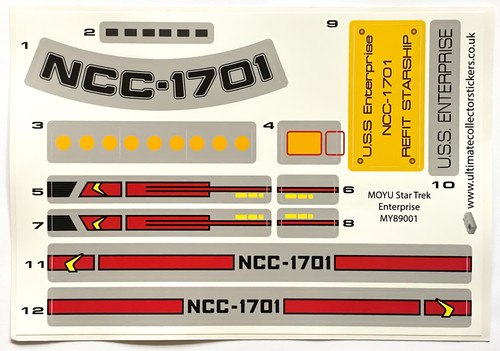 Sticker Sheet for MOYU MY89001 Star Trek USS Enterprise NCC-1701 | U C ...