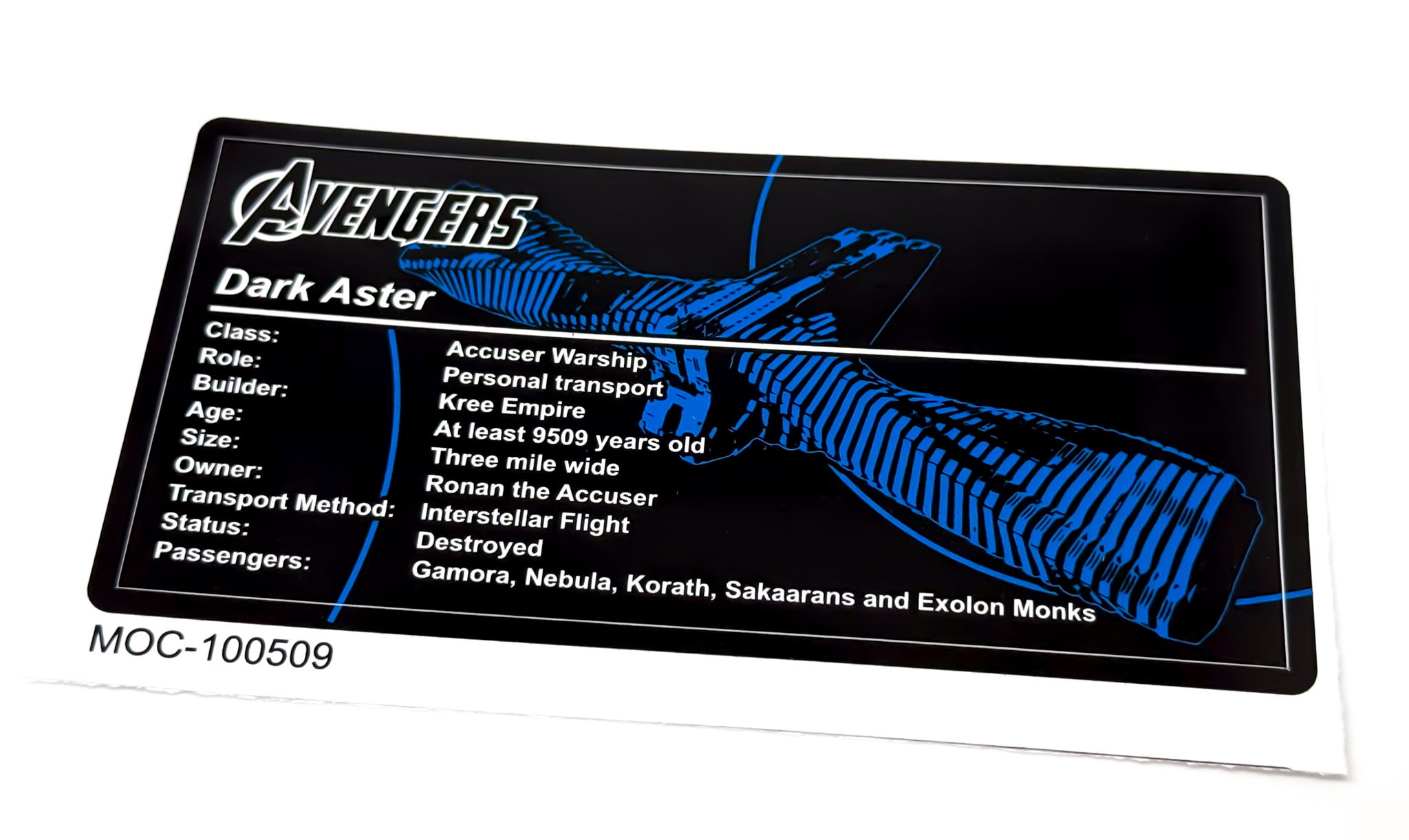 Display Sticker for The Dark Aster (MOC-100509)