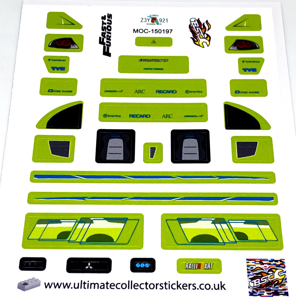Sticker Sheet for 2 Fast 2 Furious Mitsubishi Lancer Evolution VII (MOC-150197)