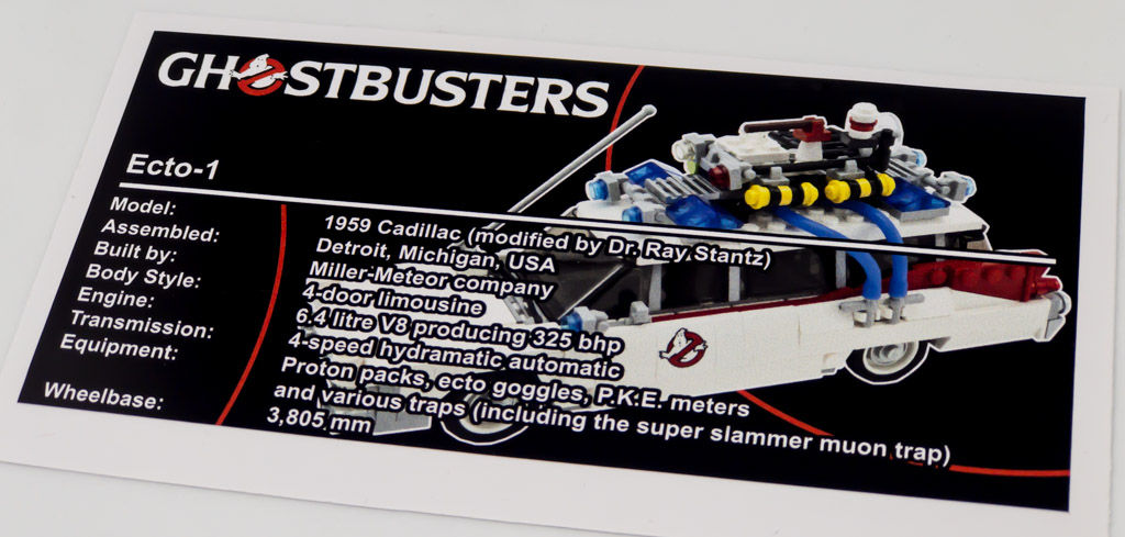 Lego Creator UCS Sticker for Ghostbusters Ecto-1 21108