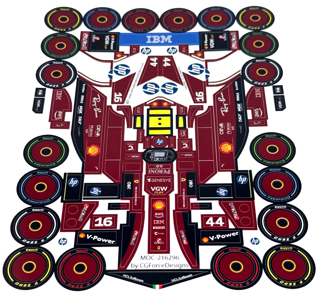 Sticker Sheet for F1 Scuderia SF-25 - Dark Red by LegoCG (MOC-216296)