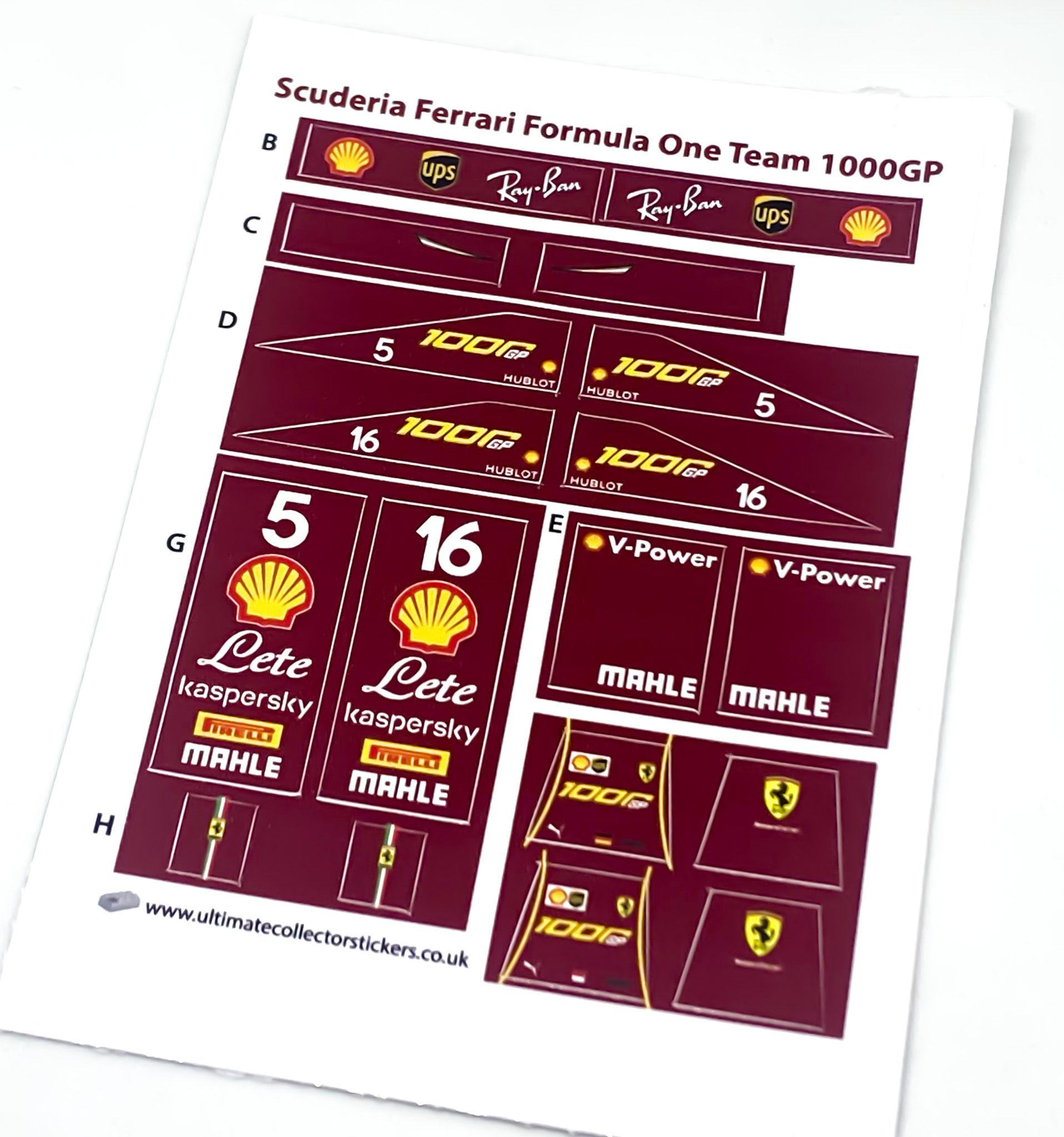 Lego Sticker Sheet for 2020 Ferrari SF1000 Formula One F1 Car (MOC-63073)