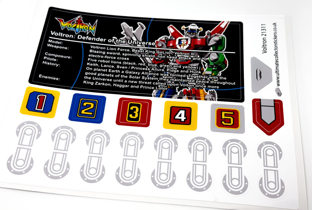 Sticker Sheet for Voltron 21311