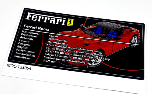 Display Sticker for Ferrari Roma - 42143 B Model (MOC-123054) | U C ...