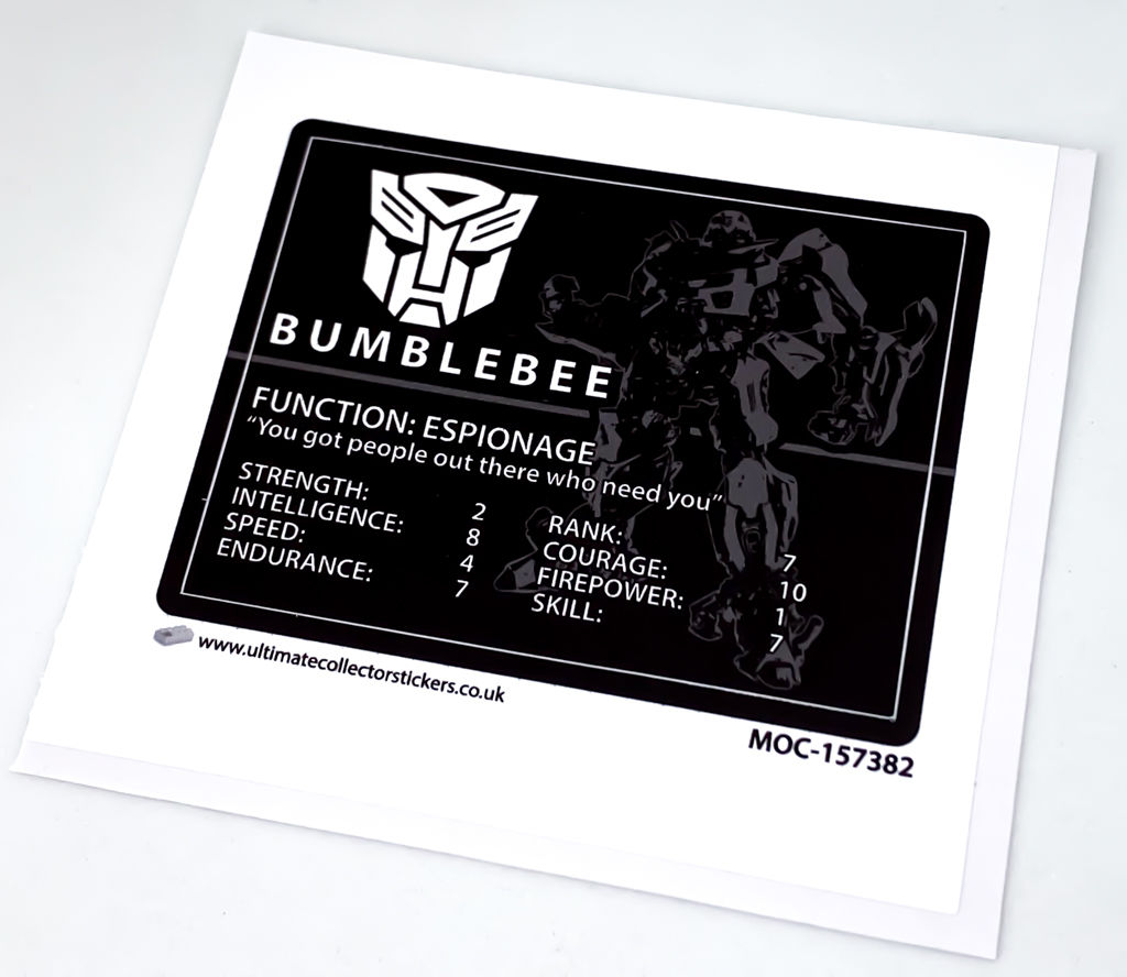 Lego Transformers UCS Sticker for Bumblebee Movie Bust (MOC-157382, 10338)