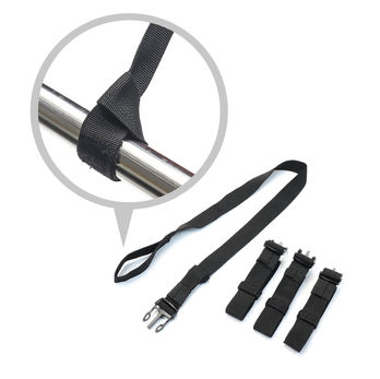 バッグを車やバイクなどに積む時は、付属のタイダウンストラップ(4本)で固定します。