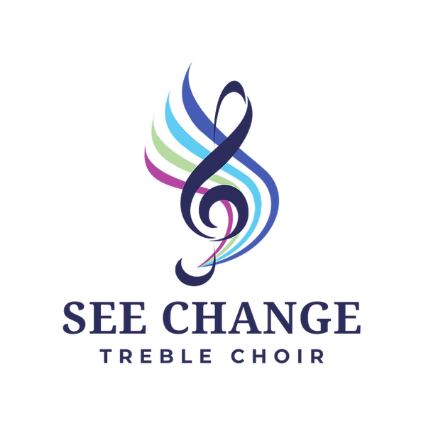 The See Change Treble Choir logo reflects musical identity, the joy of music, and conveys who we are as a choral community