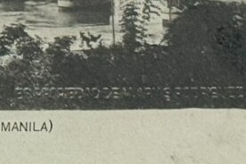 Vintage photo detail with Manila and ownership text.