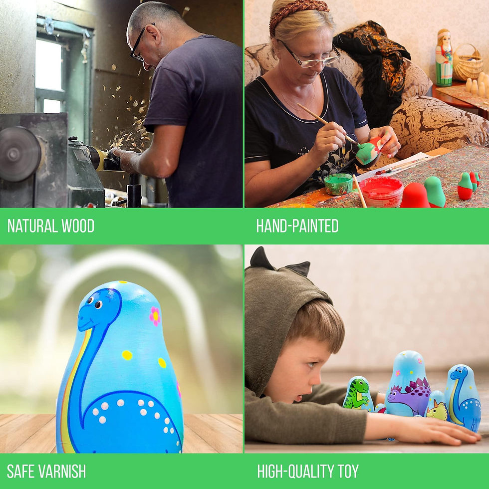 Thumbnail: Dinosaur Nesting Dolls Set 7 pcs Dinosaur Decor Matryoshka Dolls Hand Painted