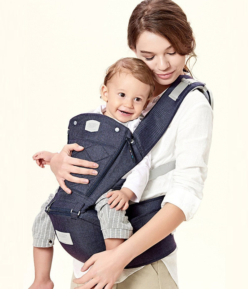 Thumbnail: Baby Carrier with Bass Bear Hip Seat for Front Carry