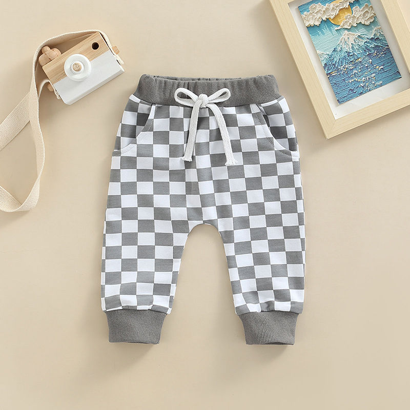 Thumbnail: Checkerboard Print Casual Baby Trousers for Toddlers
